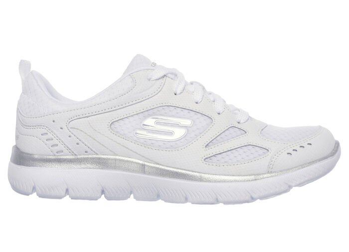 SKECHERS, sportiga damsneakers, med nappaläderdetaljer, 